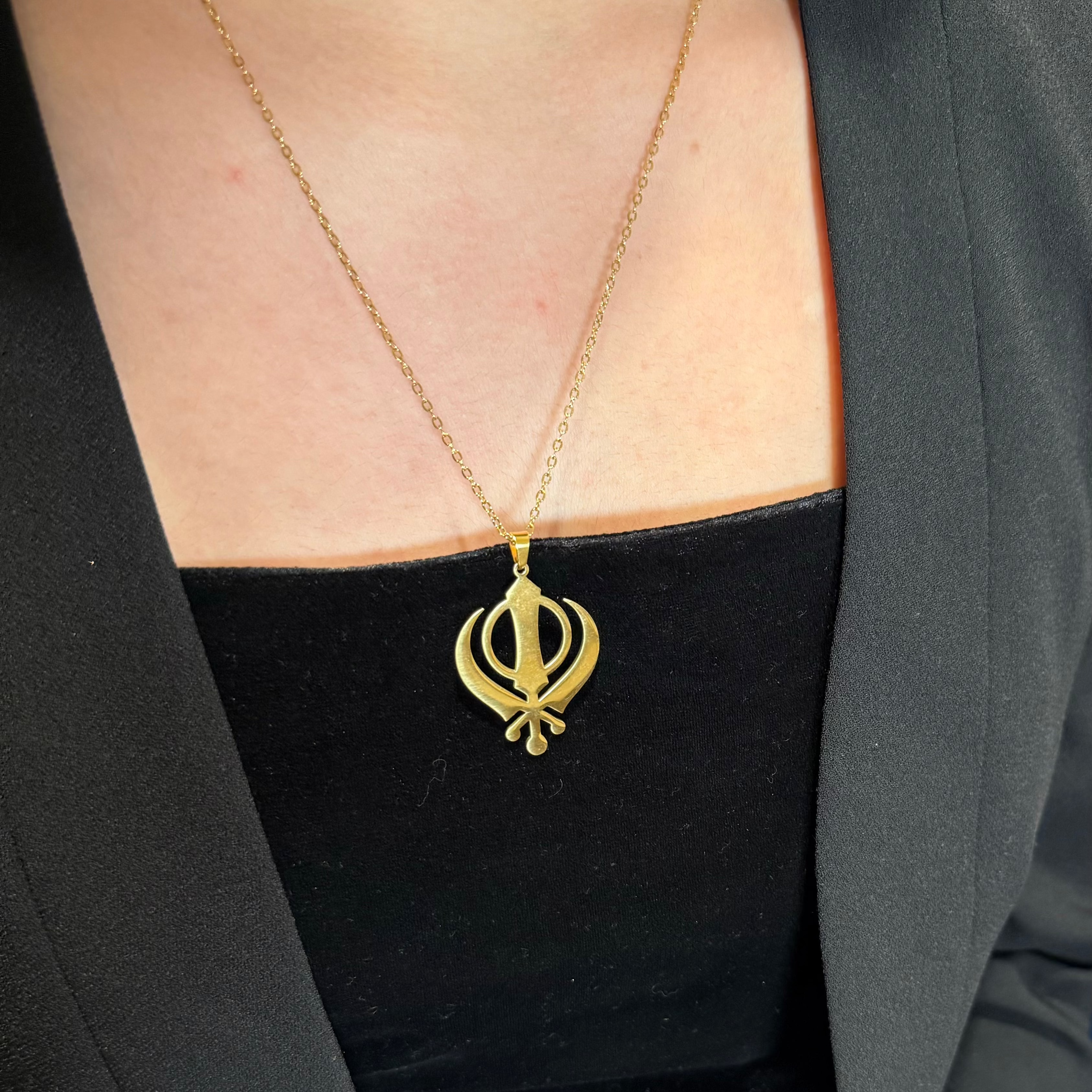 Sikh Khanda Pendant Necklace