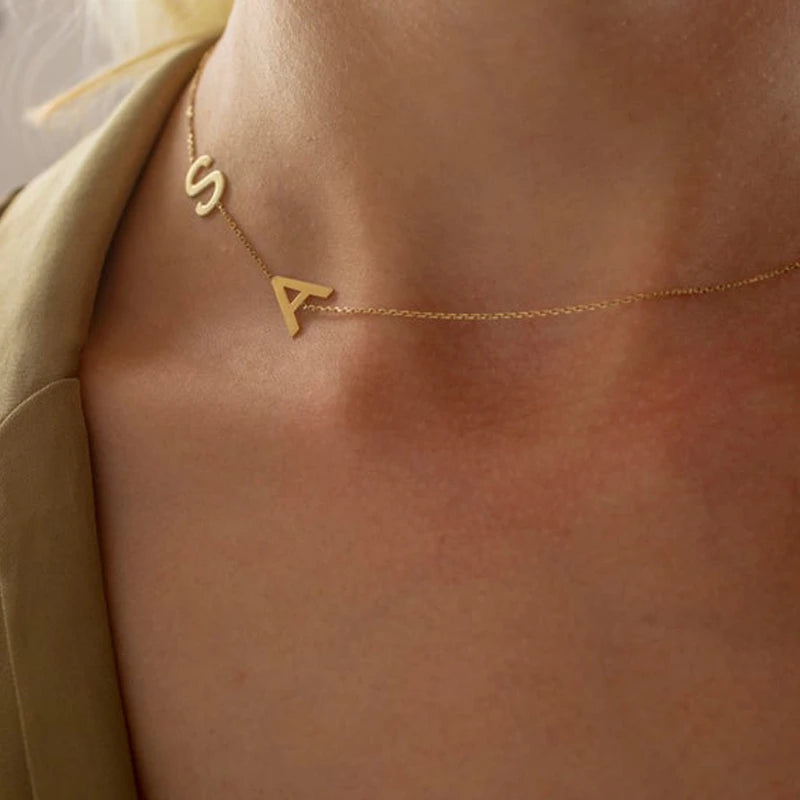 Sideways Initial Letter Necklace