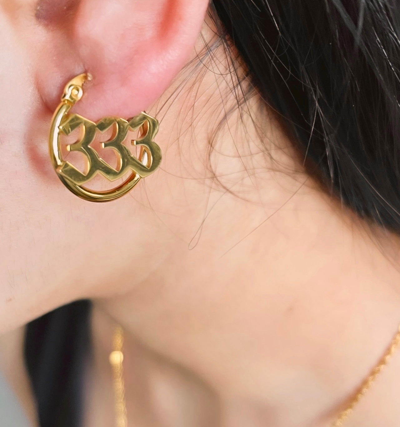 angel number earrings hoops