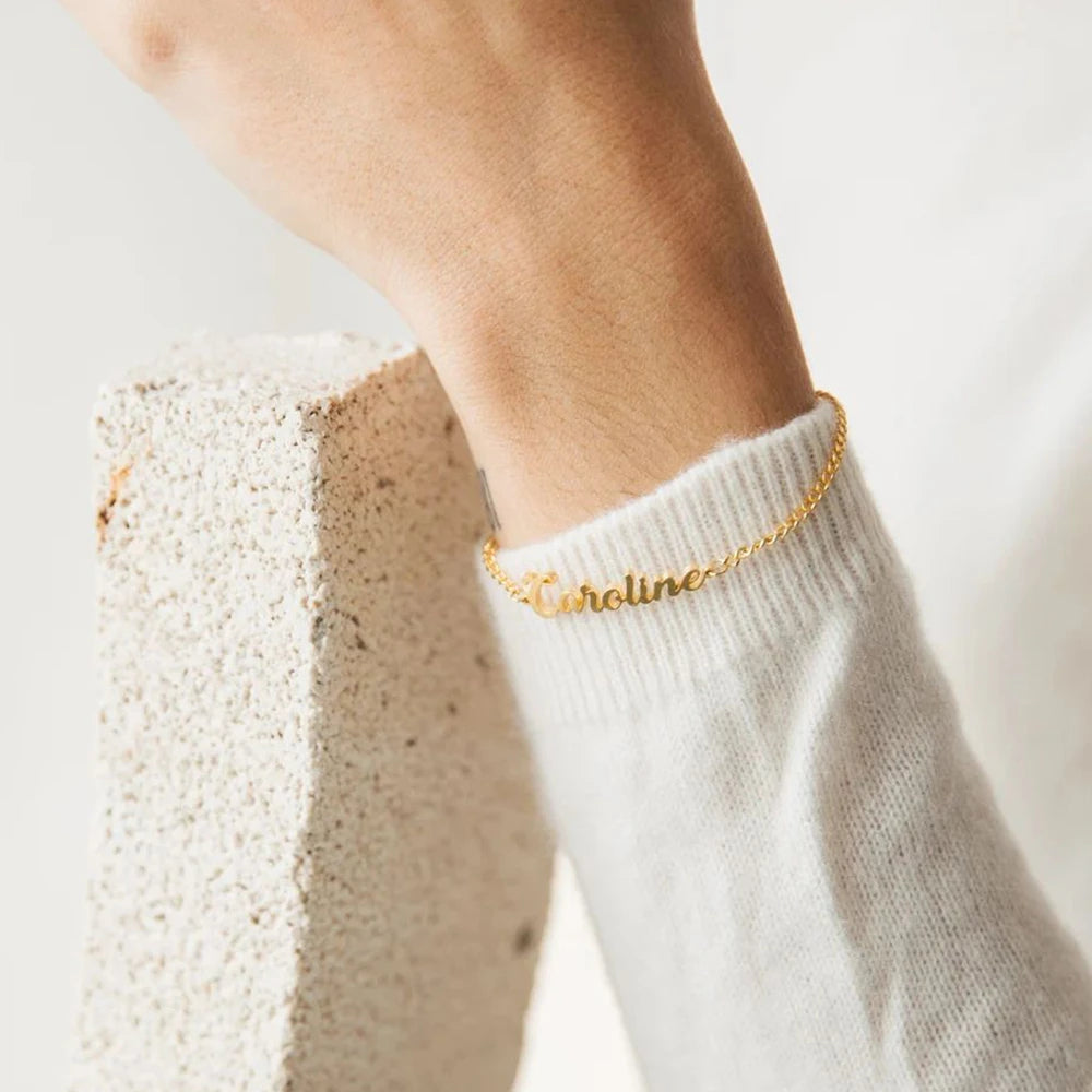 custom name bracelet gold uk