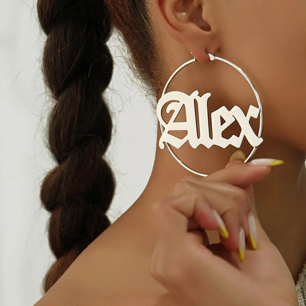 Personalised Name Hoop Earrings - Hip Hop Jewellery for Women