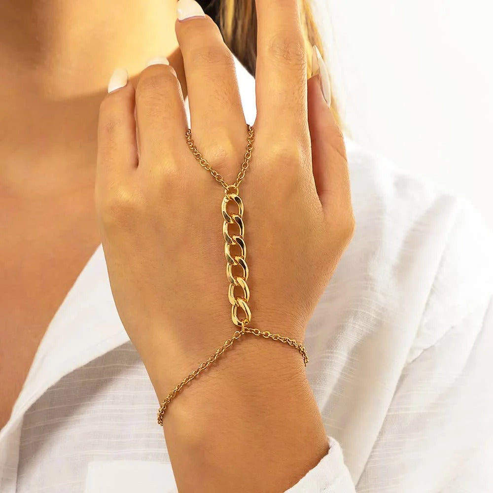 Boho Hand Chain Ring Bracelet