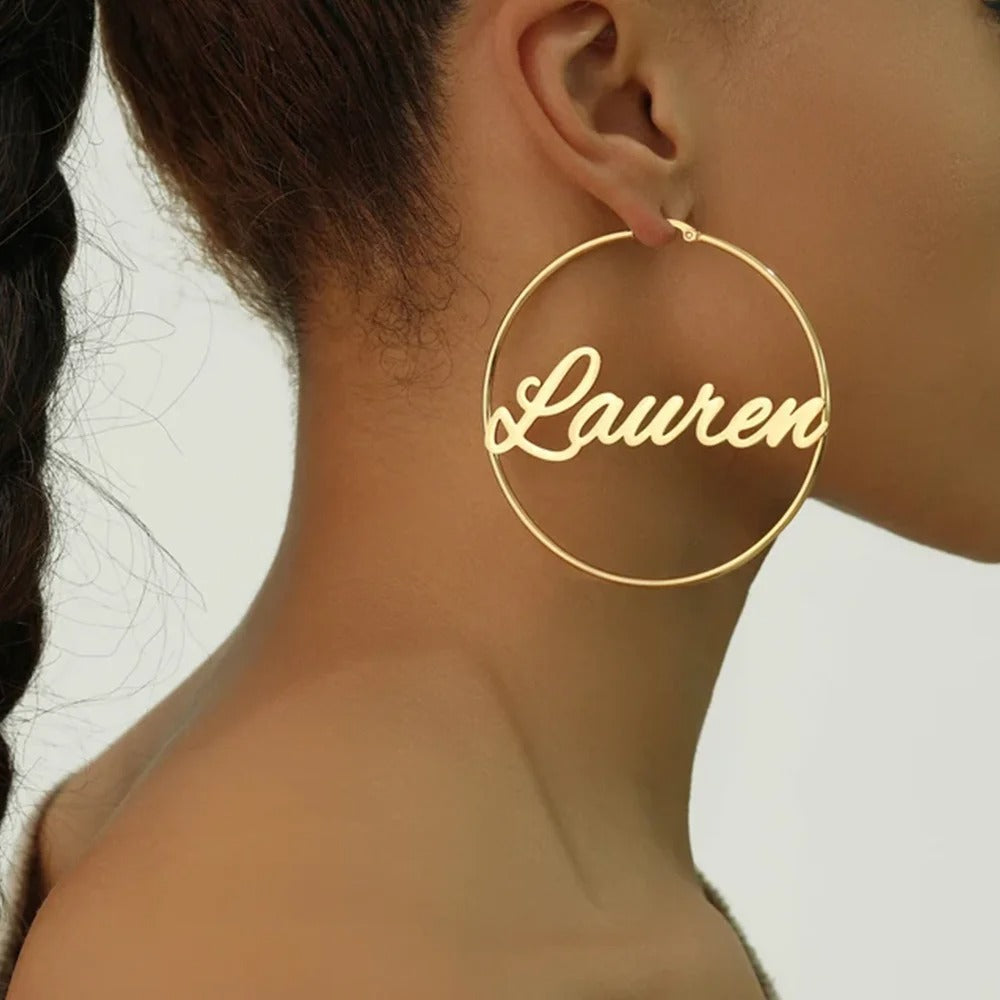 Personalised Name Hoop Earrings - Hip Hop Jewellery for Women
