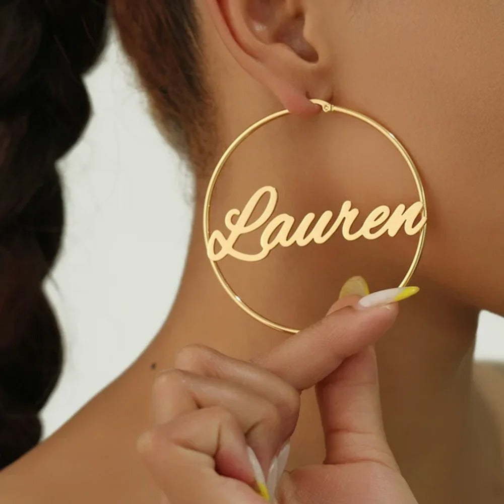 Personalised Name Hoop Earrings - Hip Hop Jewellery for Women