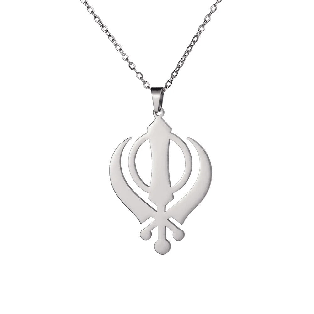 Sikh Khanda Pendant Necklace silver