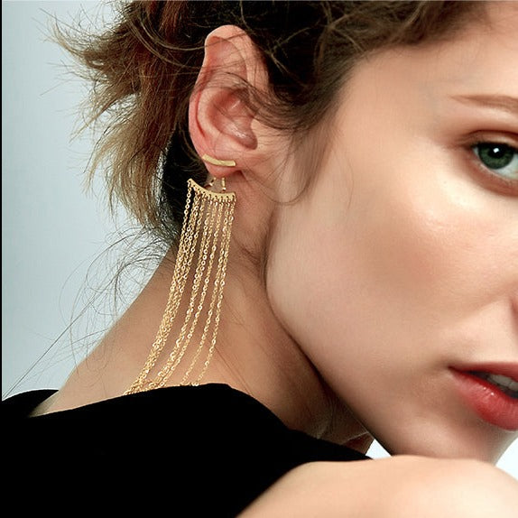 Tassel drop Statement Earrings gold