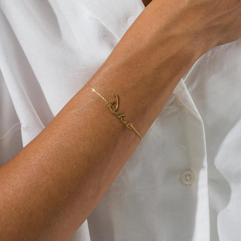 custom name bracelet gold