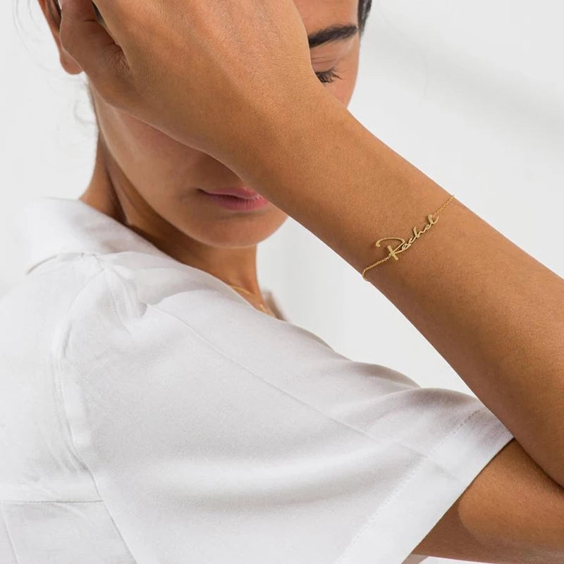 personalised name bracelet gold uk