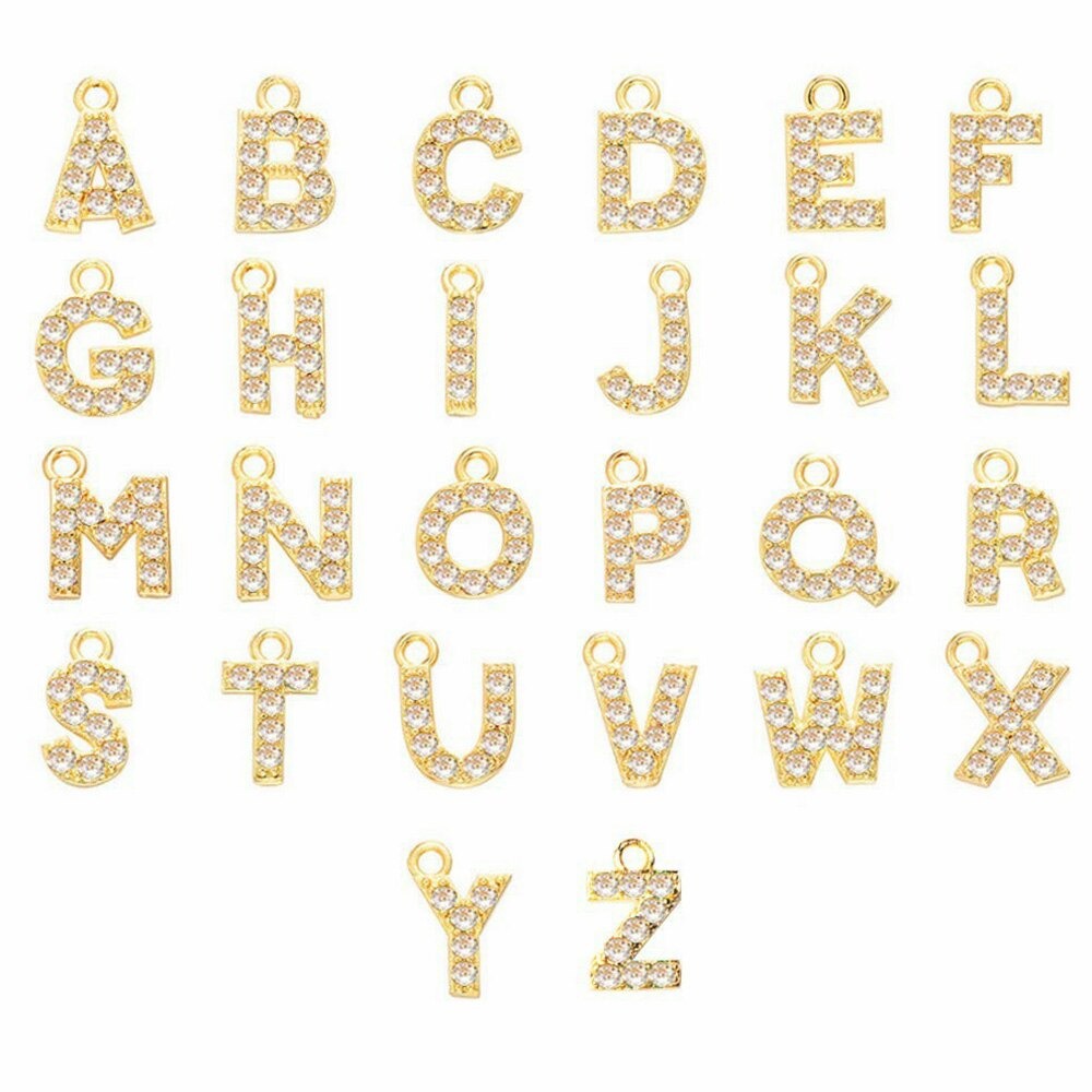 Personalised Crystal Initials Letters Necklace -Gold, Silver, Rose Gold