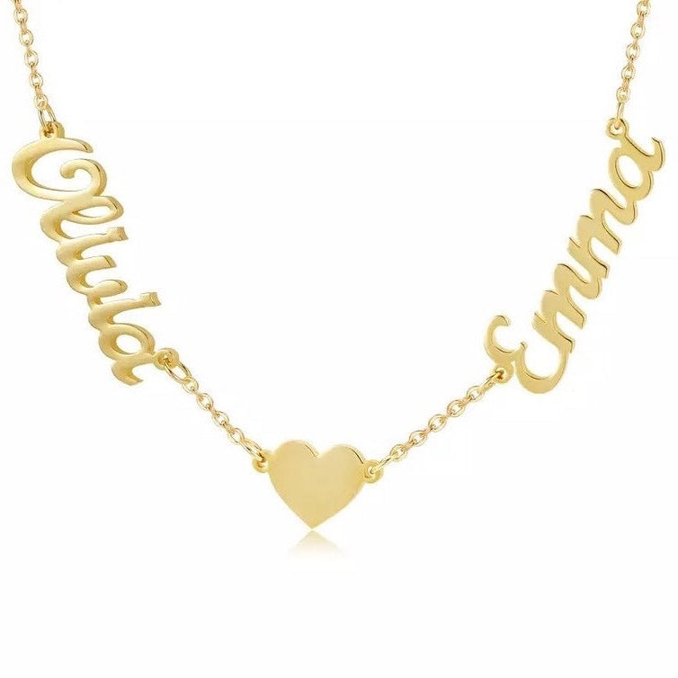 Personalised Two Names with Heart Necklace