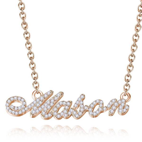 personalised name necklace crystals diamonds  rose gold