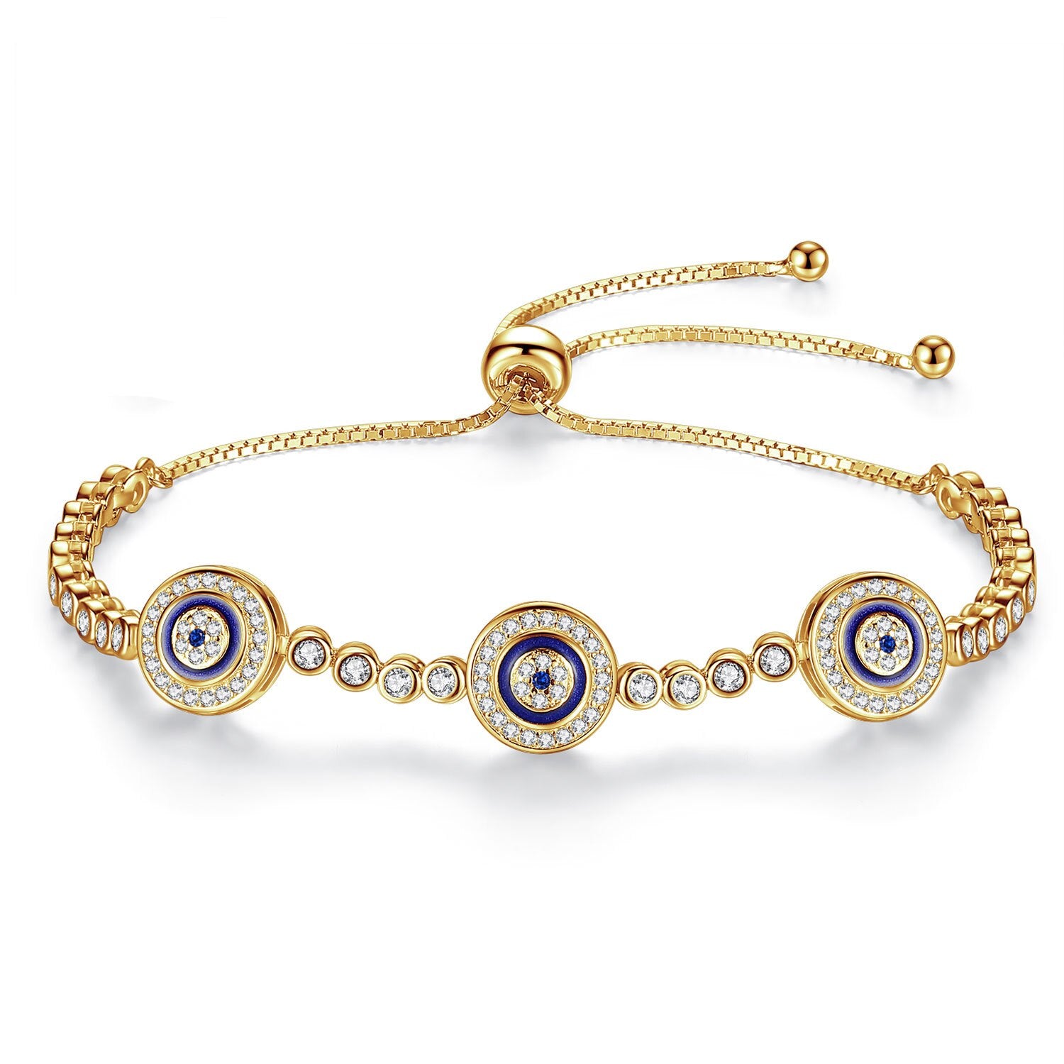 Evil Eye Sterling Silver Tennis Bracelet gold 