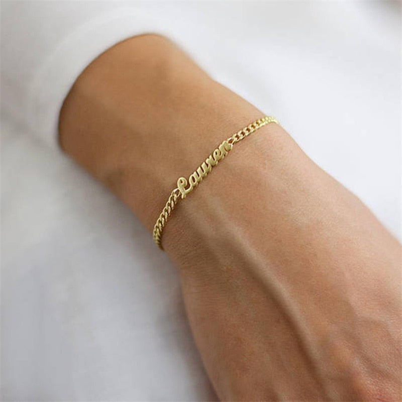 Personalised Name Bracelet with Cuban Chain
