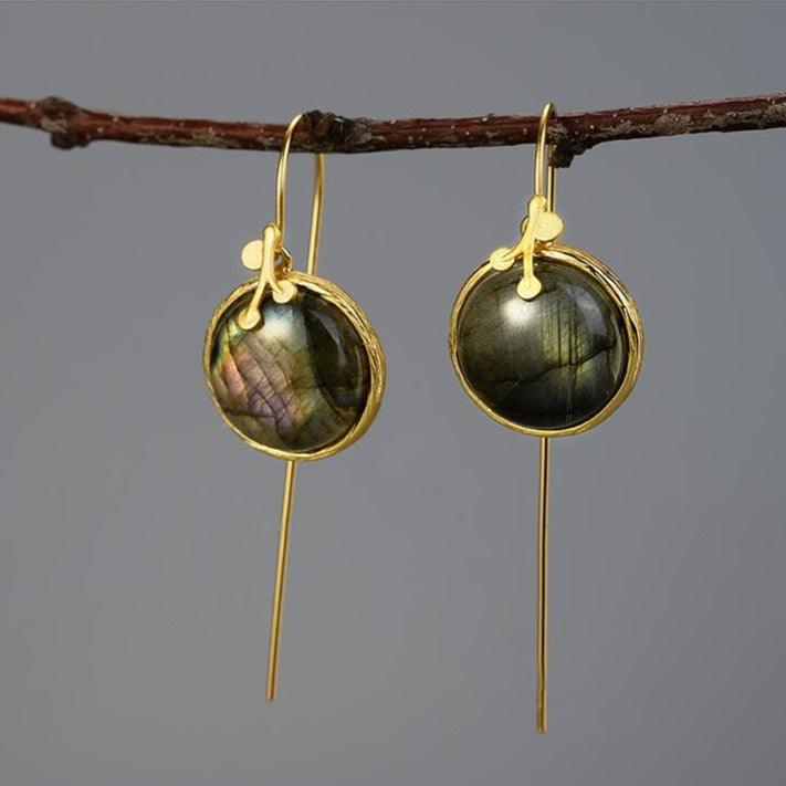 Gold Labradorite Earrings