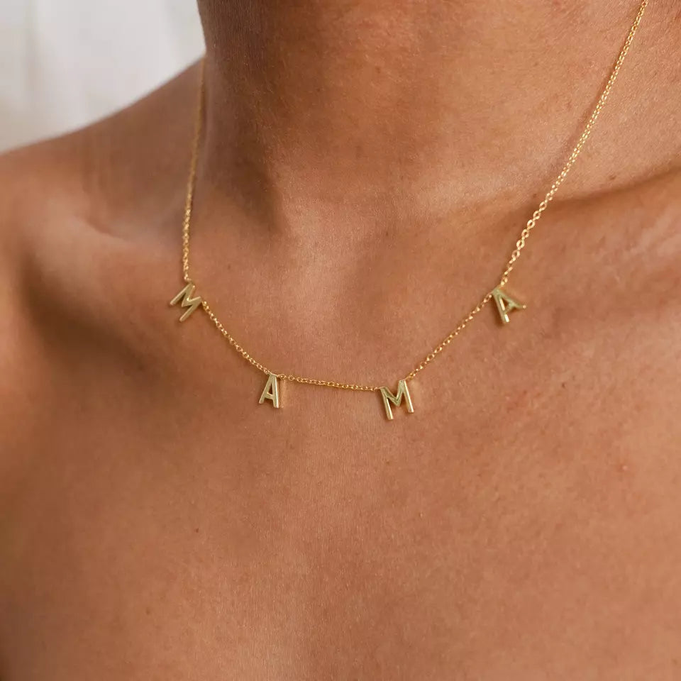 personalised initial dangle letters name necklace
