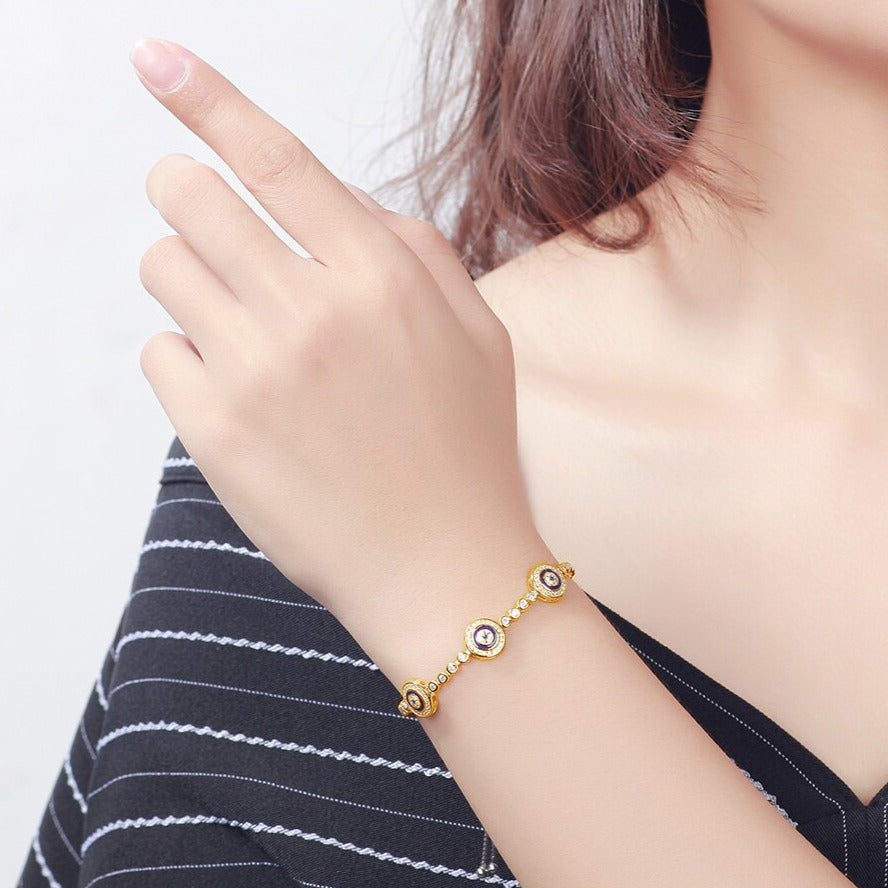 Evil Eye Sterling Silver Tennis Bracelet gold