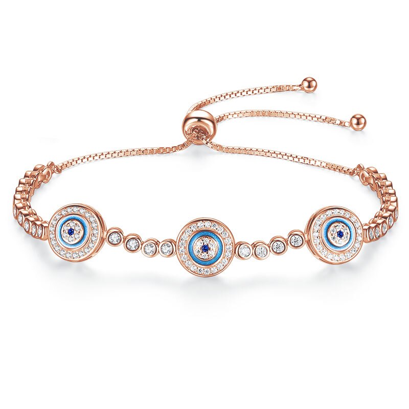 Evil Eye Sterling Silver Tennis Bracelet rose gold