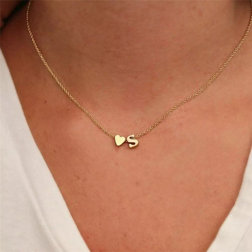 Initial Necklace with Heart