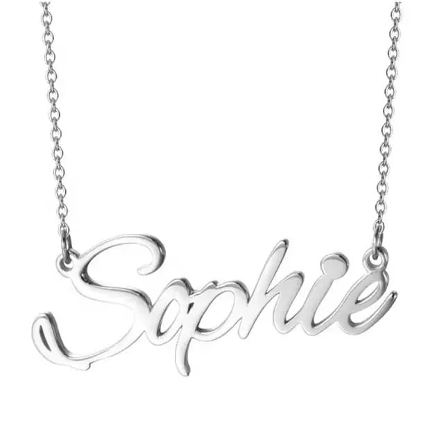 personalised name necklace silver