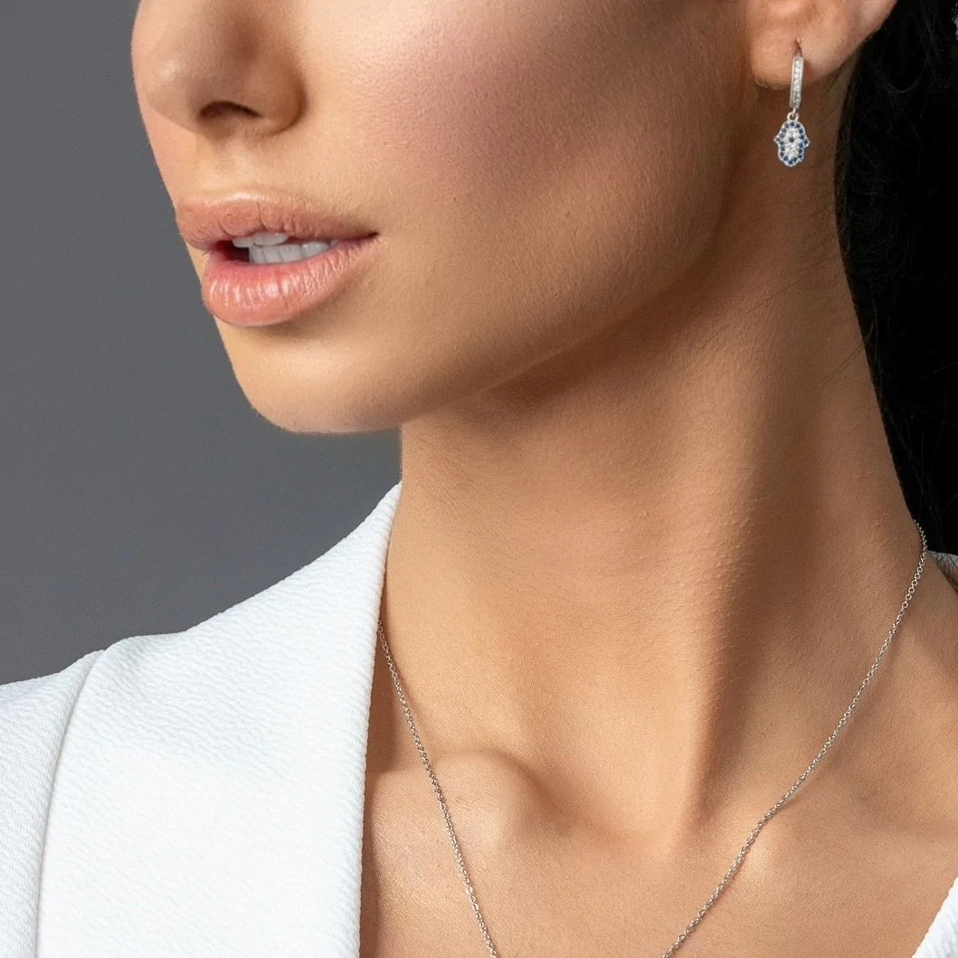 Evil Eye Dainty Sterling Silver Earrings