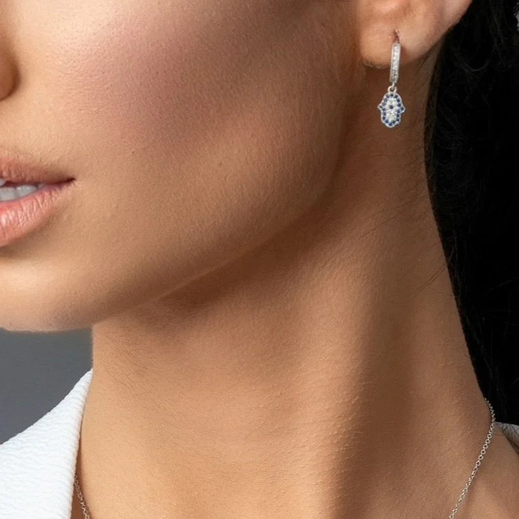 Evil Eye Dainty Sterling Silver Earrings