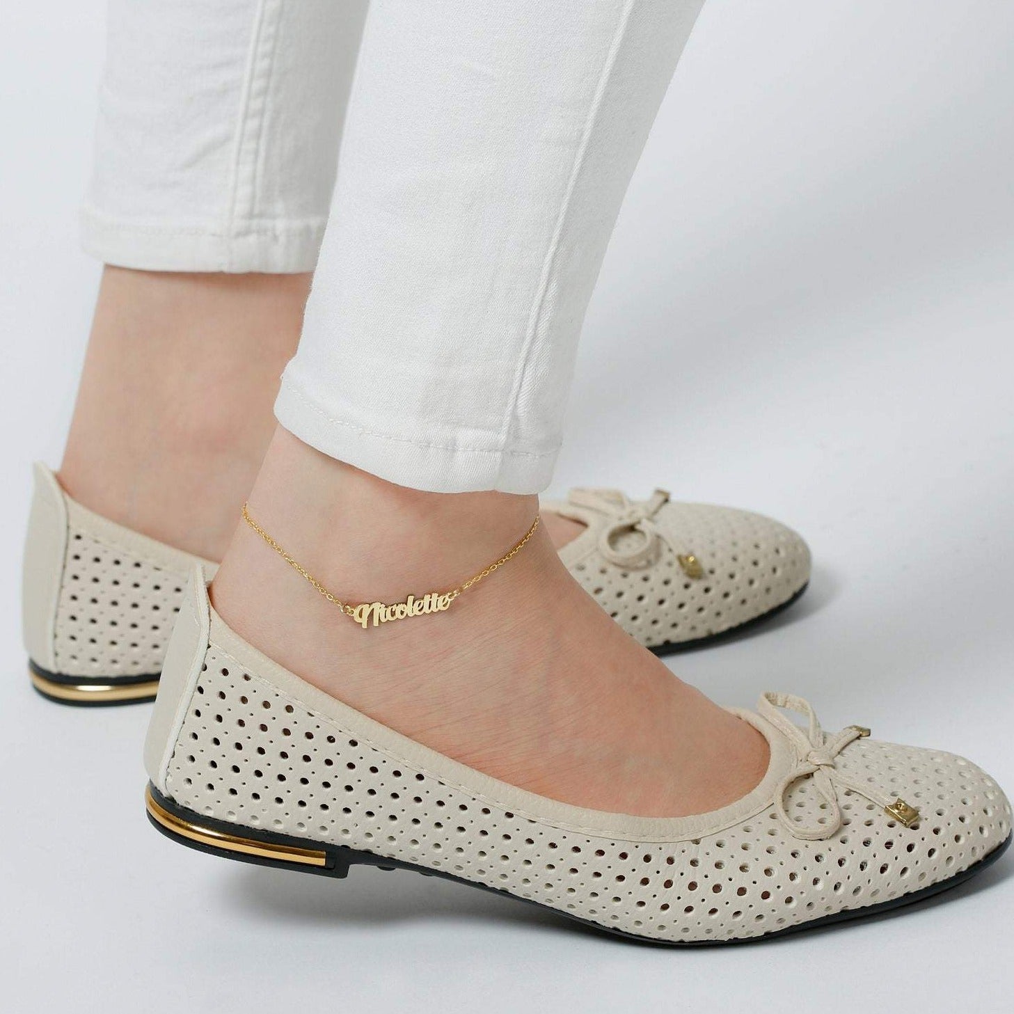 personalised name anklet gold