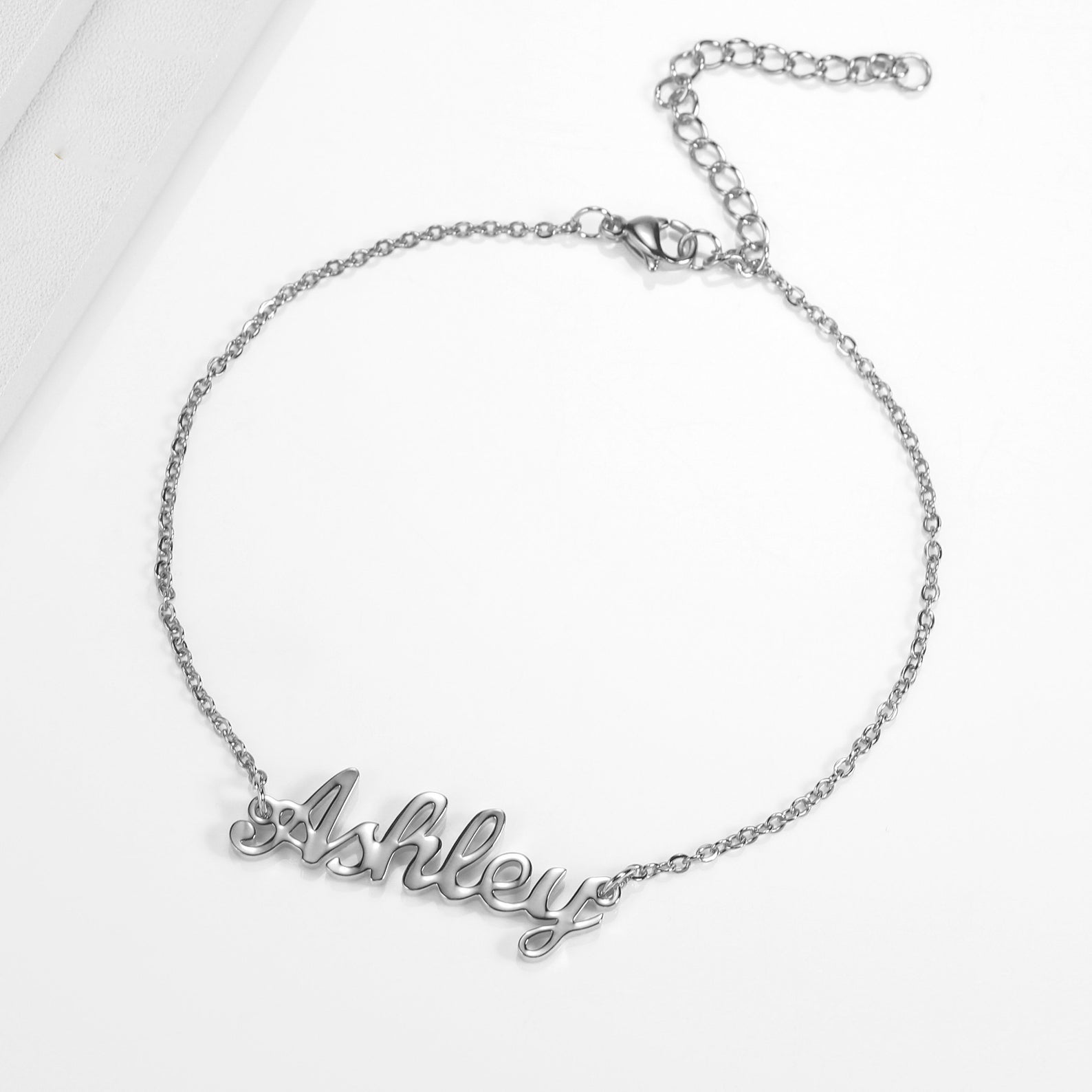 personalised name anklet silver