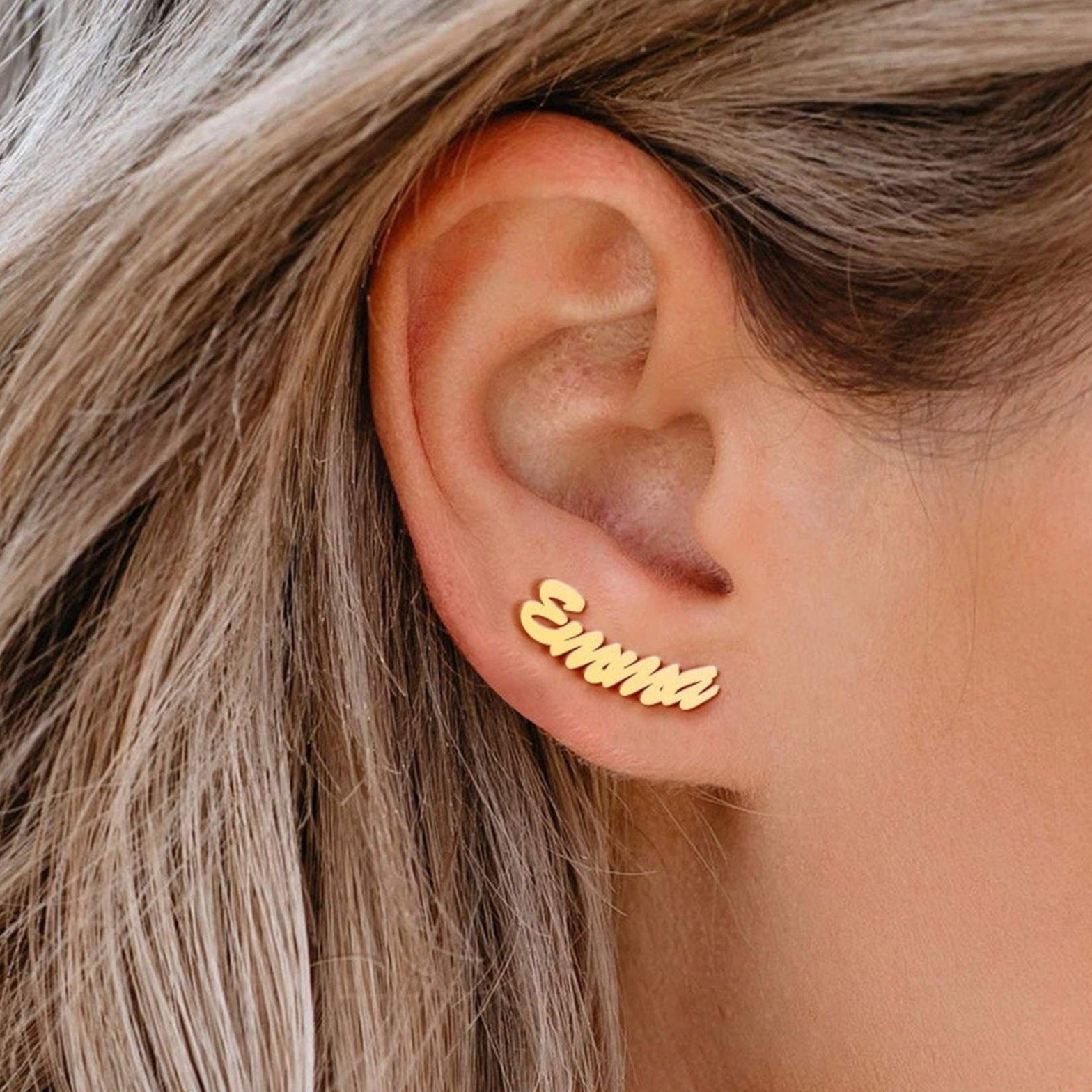 personalised name studs earrings