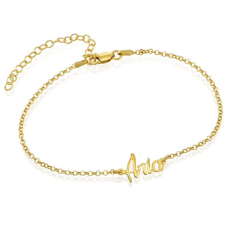 personalised name anklet gold