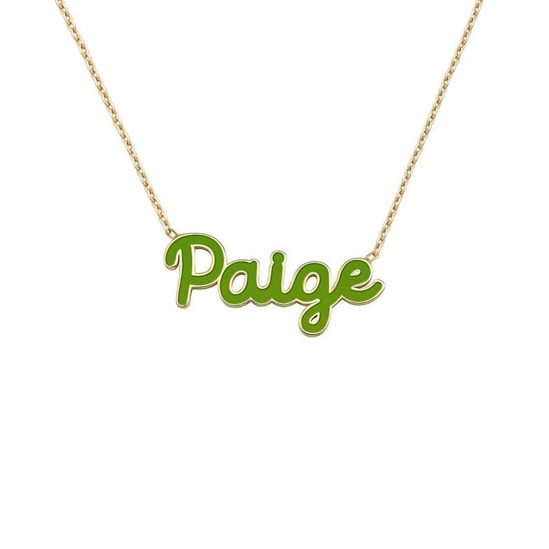 Personalised Colourful Enamel Name Necklace