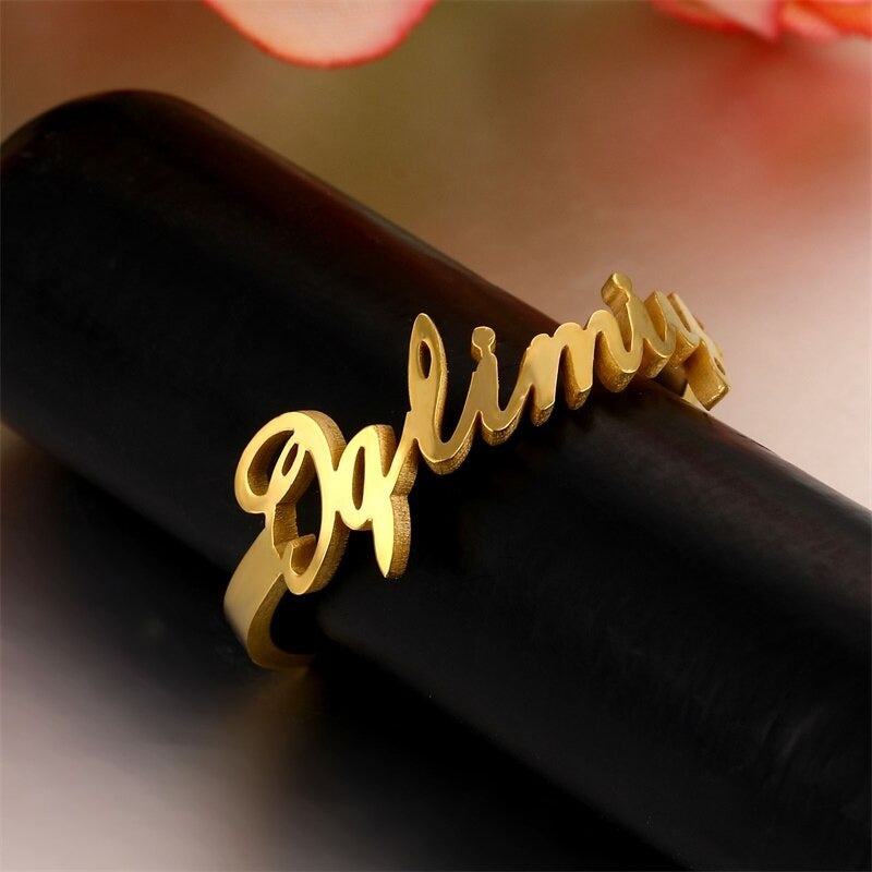 personalised custom name ring gold