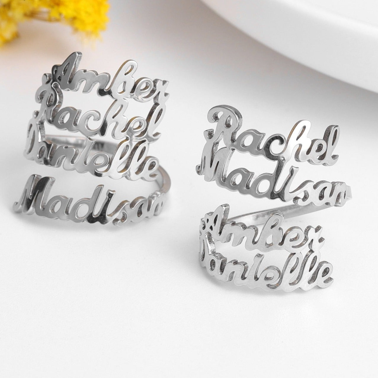 Personalised Multiple 4 four Names Ring