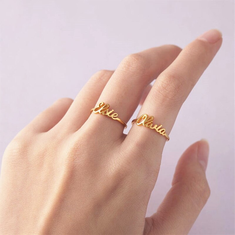 personalised custom name ring gold
