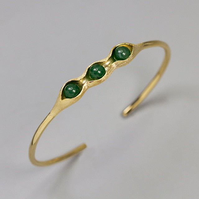 aventurine gold bangle Pea in the Pod