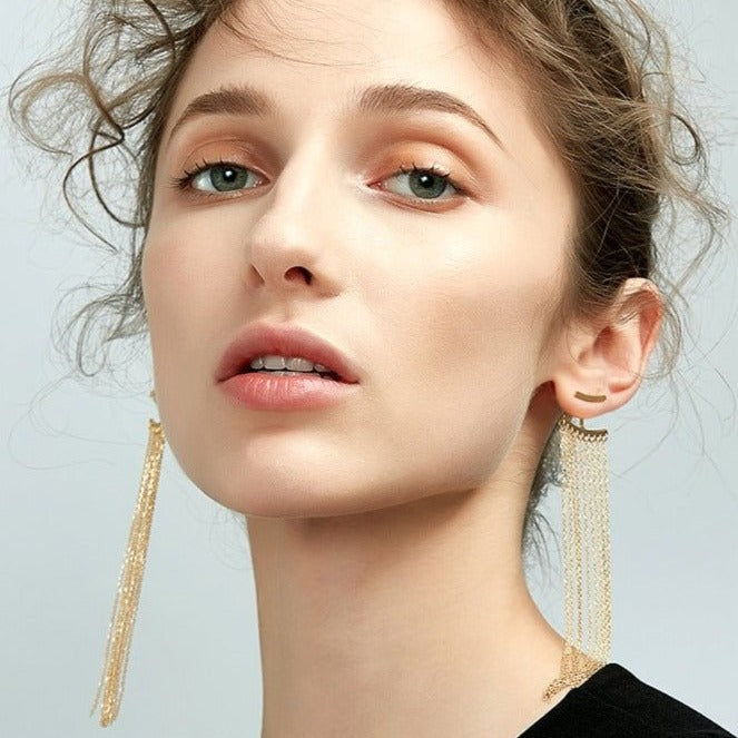Tassel drop Statement Earrings gold