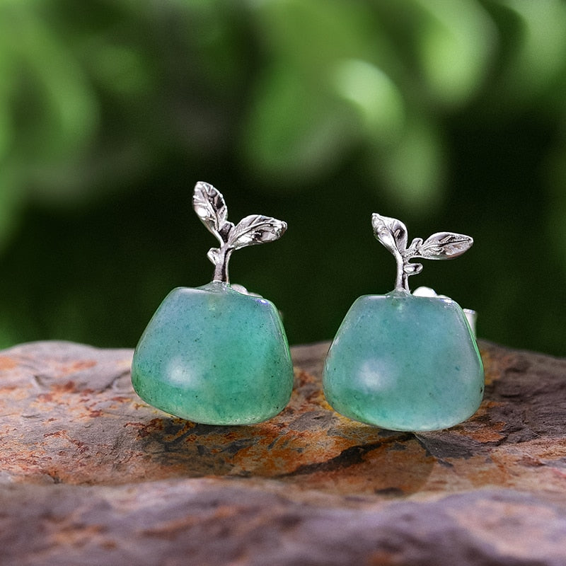 Aventurine Stud Earrings silver