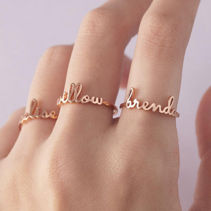 personalised custom name ring gold