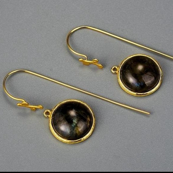 Gold Labradorite drop Earrings