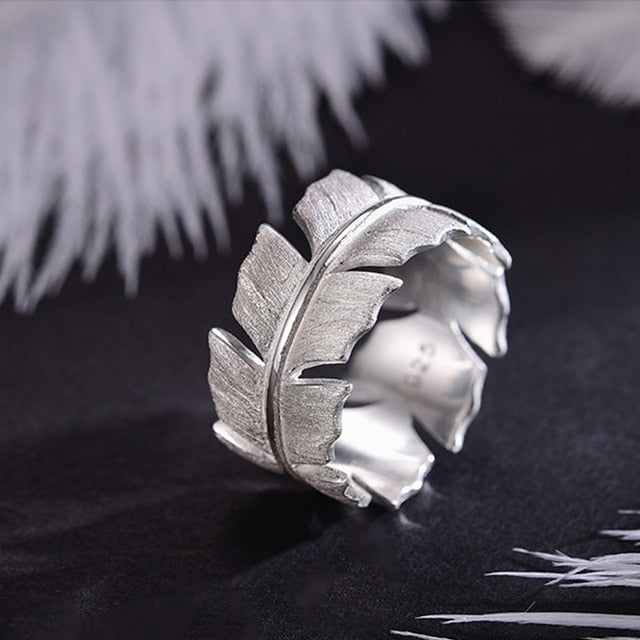 silver feather ring