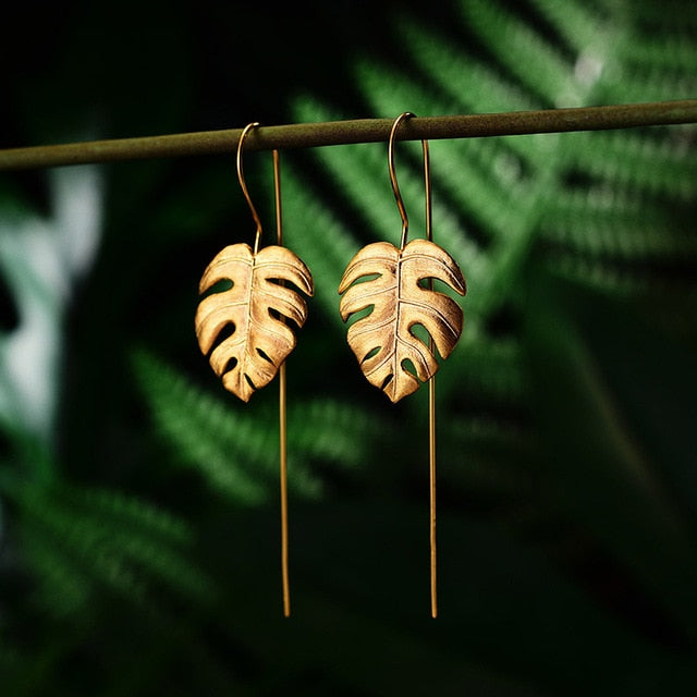 Gold Monstera Leaf Earrings | Handmade Statement Jewellery