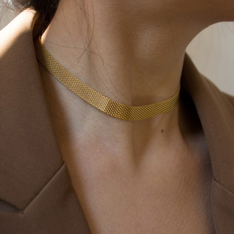 gold weaved choker necklace uk