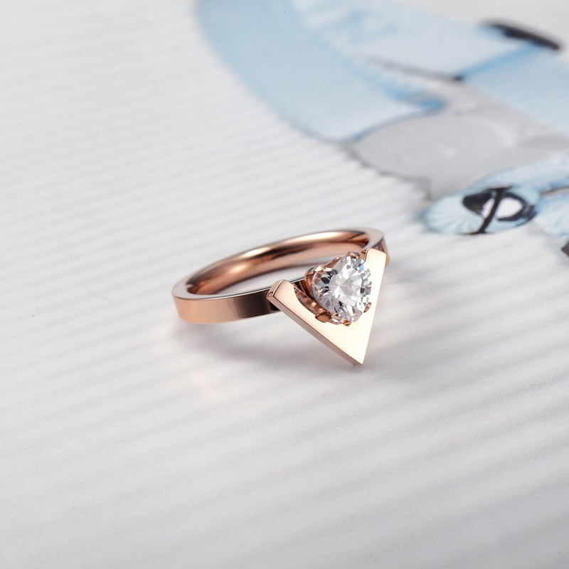 luxury rose gold ring with crystal