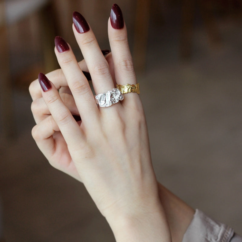 Gold Vermeil Irregular Handmade Textured Ring