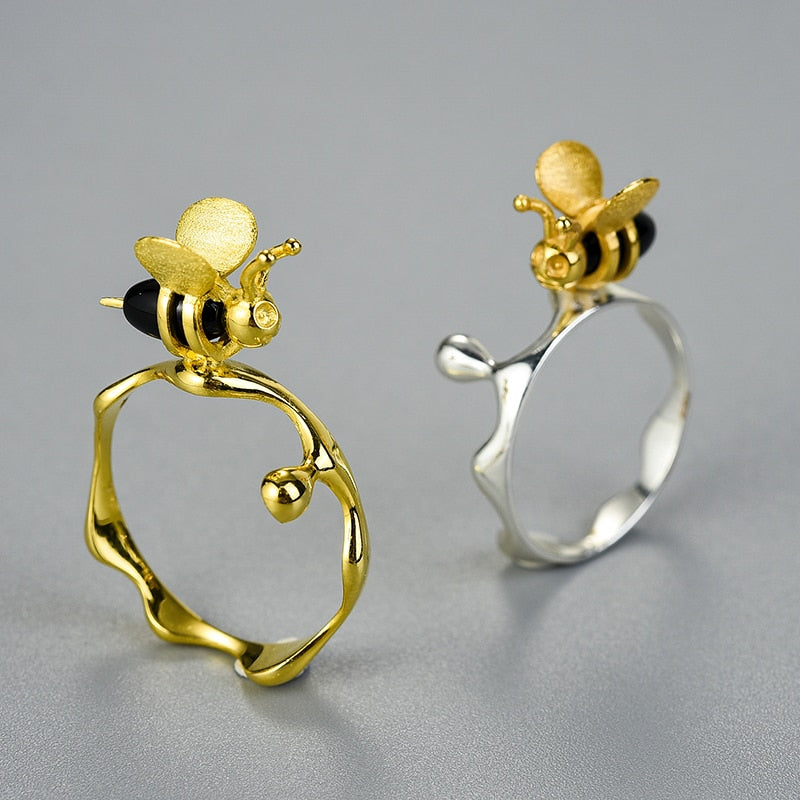 Honey Bee Ring - Gold Vermeil 925 Sterling Silver