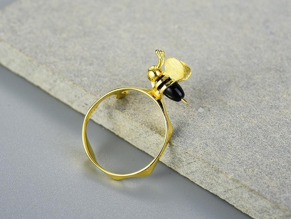 Honey Bee Ring - Gold Vermeil 925 Sterling Silver