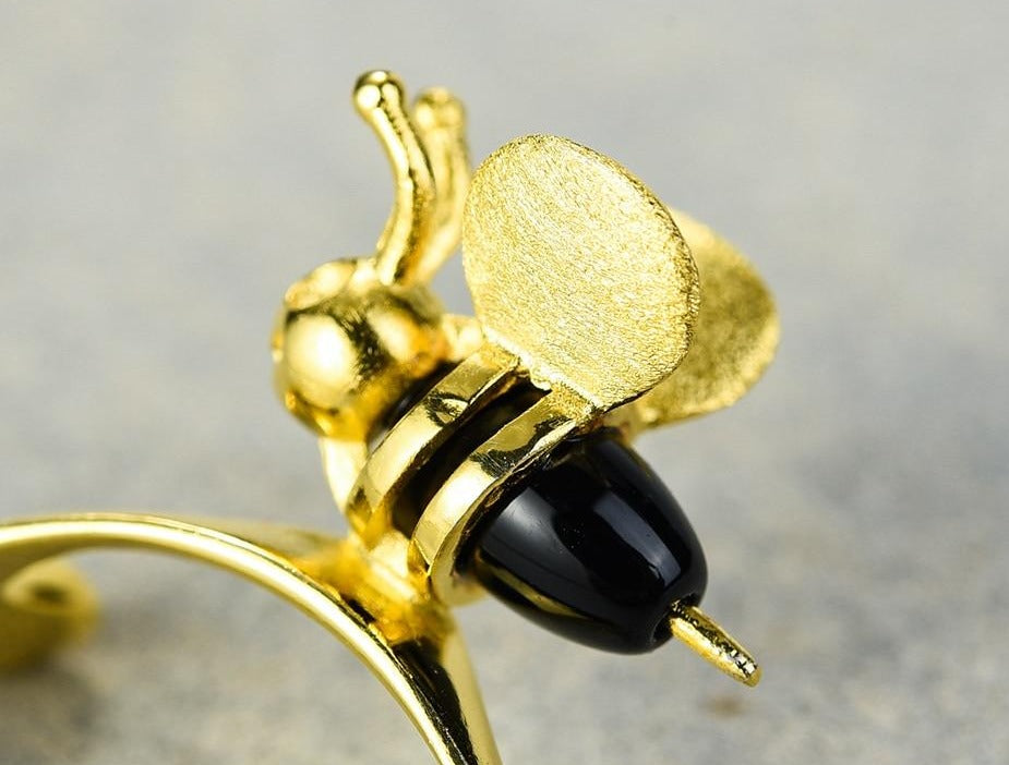 Honey Bee Ring - Gold Vermeil 925 Sterling Silver