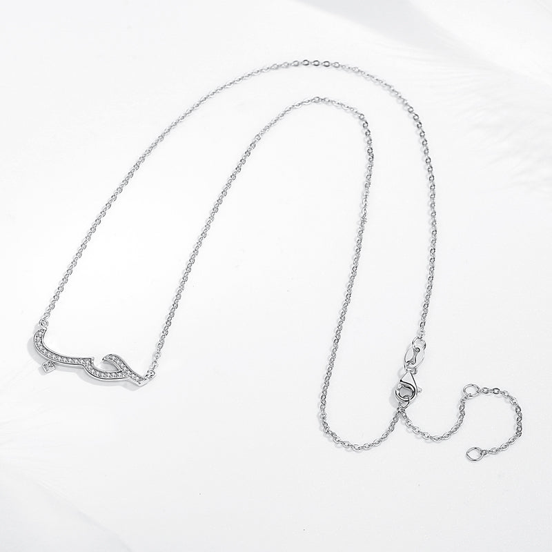 hub love arabic necklace silver diamonds cz cubic zirconia