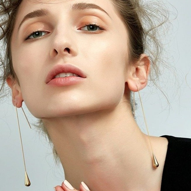 Long Teardrop Dangle Earrings gold uk