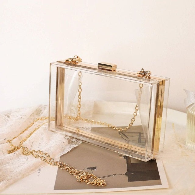 personalised custom acrylic clutch bag clear