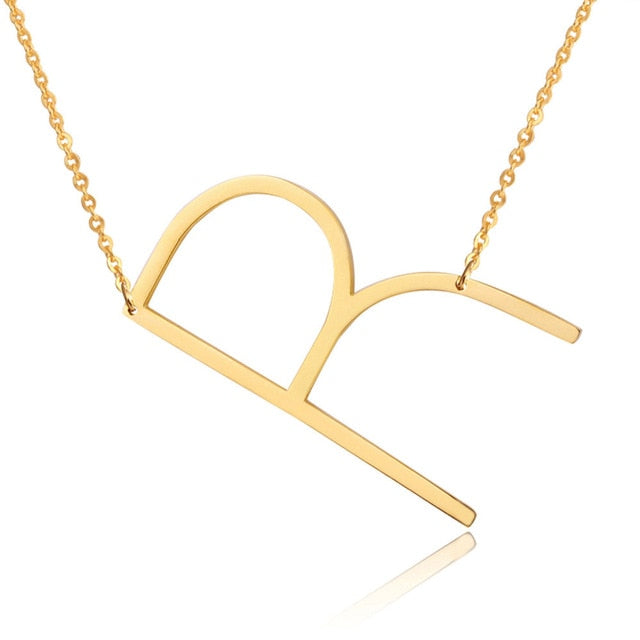 18ct Gold Plated Initial Letter Alphabet Pendant Choker Necklace